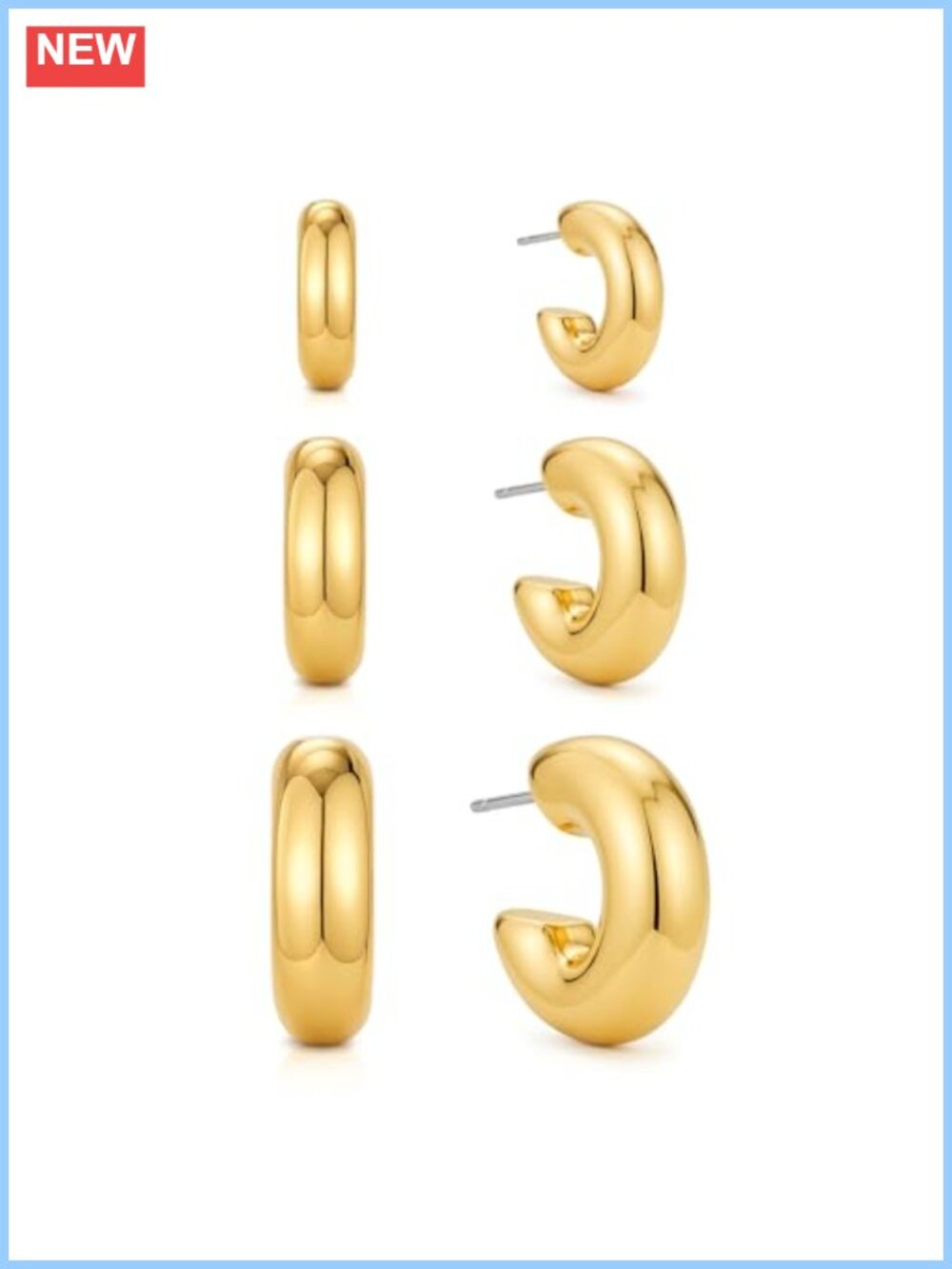 14K Gold Plated Hoop Earrings Set for Women, Small Stackable Hoops